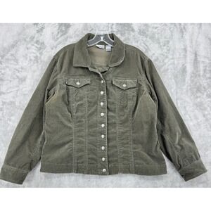 Chicos Jacket 2 US Large Corduroy Button Front Pockets Shacket Casual Classic